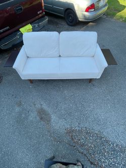 Mid-Century Modern Loveseat with Built-in Side Tables
