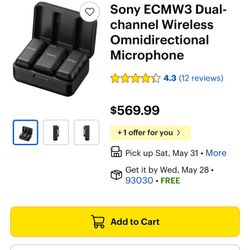 Sony ECMW3 Dual-channel Wireless Omnidirectional Microphone