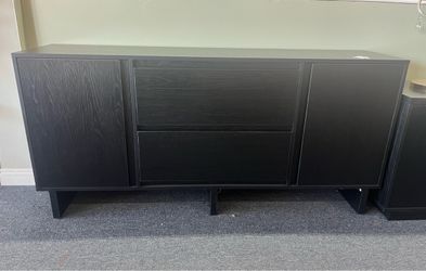 Pemberley Row MDF Black Sideboard Rectangular Adjustable Shelves 63" Unassembled，$200