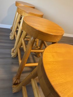 Set of 4 Wooden Bar Stools
