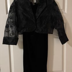 Long Velvet Dress With Lace Cardigan