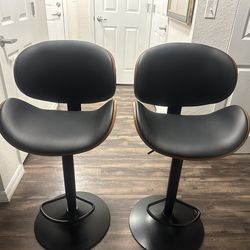 2 Black Adjustable Bar Stools