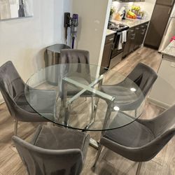 47" Round Modern Dining Table with All Modern chairs