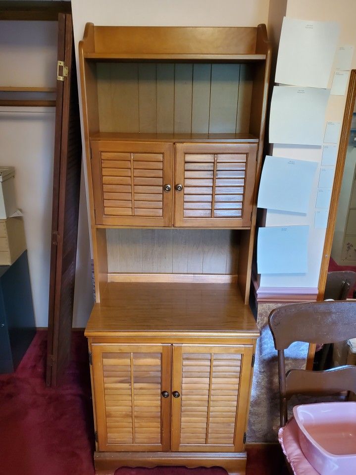 Wood Bookshelf/ Storage. 2-piece