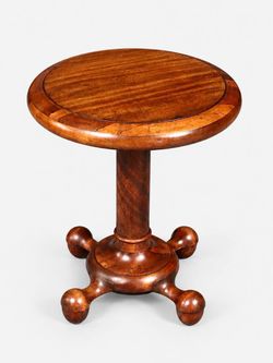American Empire Revival Mahogany Pedestal Side Table with Acorn Feet, c.1920's - Delivery Available