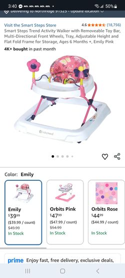 Smart Steps Trend Activity Walker with Removeable Toy Bar $30