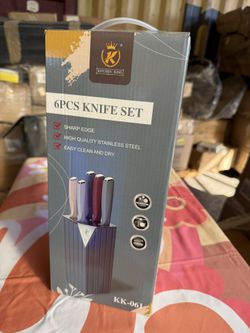 Knife Set, 6 Pcs Color-Coded Kitchen Knife Set with Block, 5 Color Anti-Rust Coating Stainless Steel Chef Knife Set, Super Sharp Kitchen Knives with 