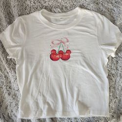 Ladies cherry t shirt size small brand new