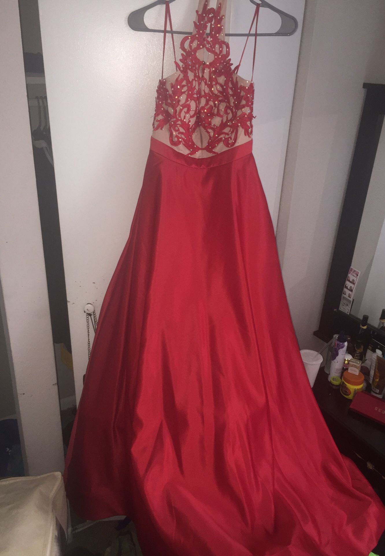 Strapless Backless Red Prom Dress