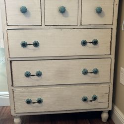 White Distressed Dresser And End Table