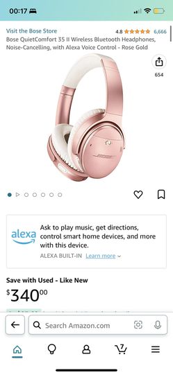 Bose QuietComfort 35 II Wireless Bluetooth Headphones, Noise-Cancelling,  with Alexa Voice Control - Rose Gold