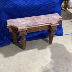 Wooden side table with stone top