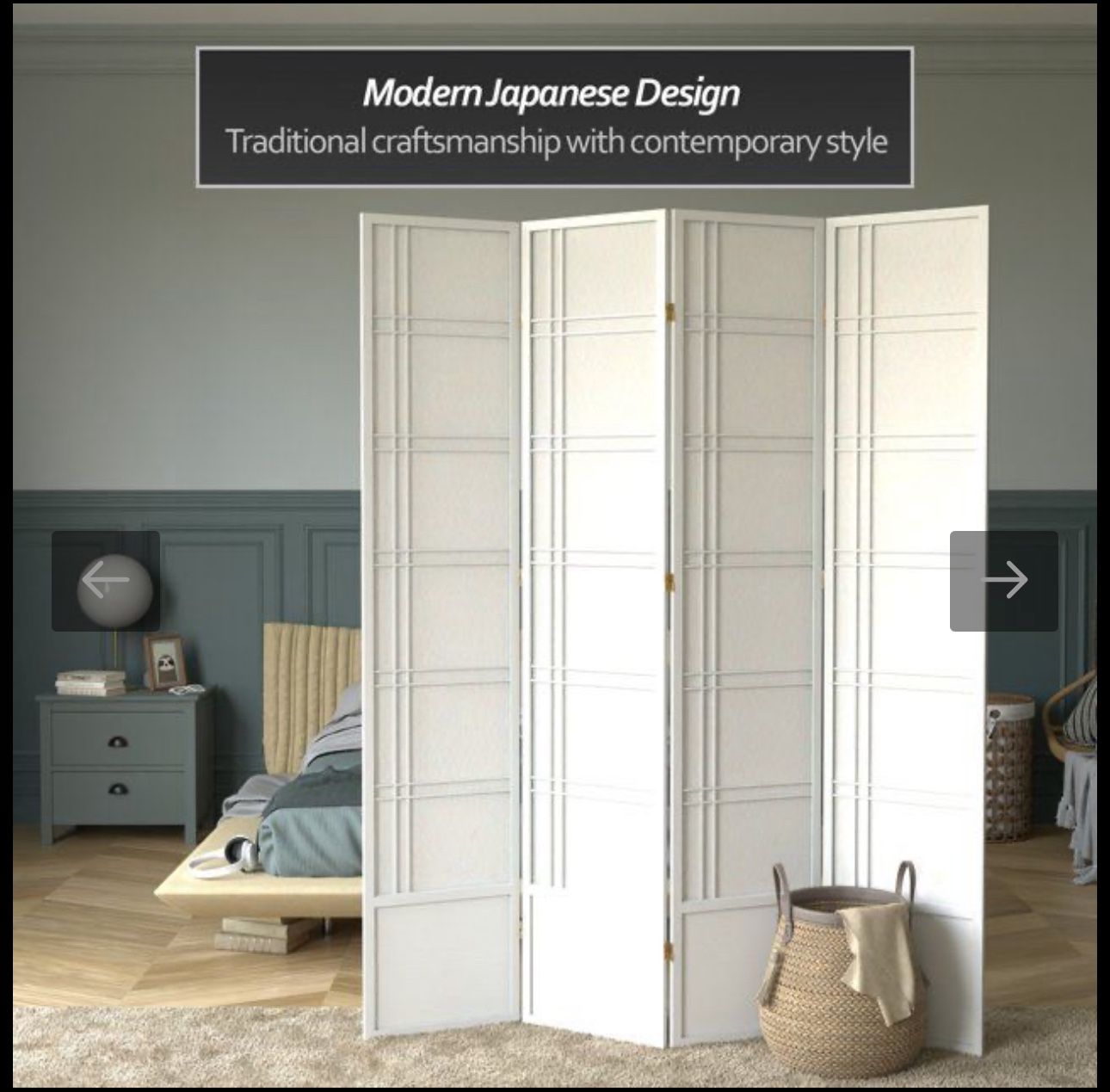 Oriental Furniture 7 ft. Tall Double Cross Shoji Screen - White - 4 Panel