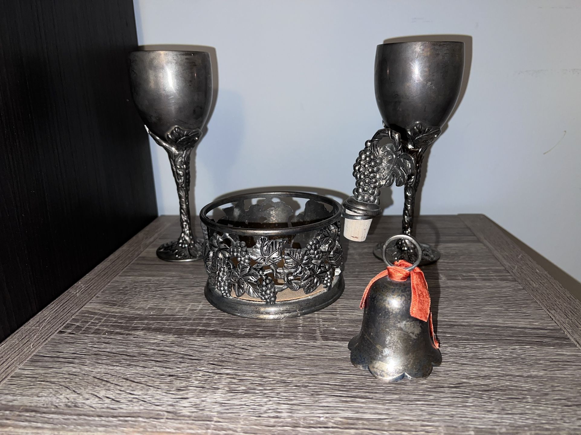 Vintage GODINGER SILVER Art Wine Set - EXCELLENT