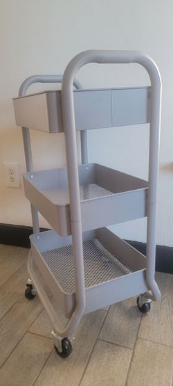 Rolling Metal Utility Cart / Craft Storage Cart with Locking Wheels