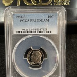 1984 S Gem Proof Roosevelt Dime Graded At PR69 With A Deep Cameo 1-19