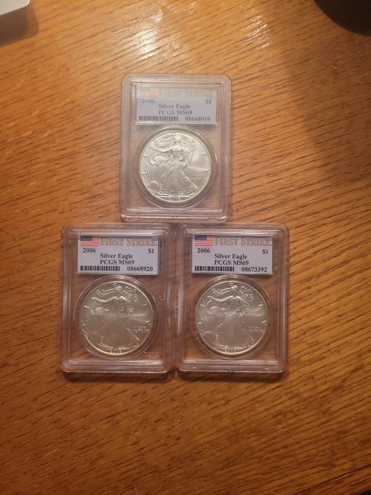 3 2006 MS69 Silver Eagles