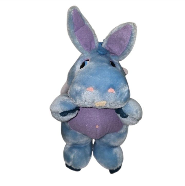 Vintage 1984 Hasbro Disney THE WUZZLES HOPPOPOTAMUS Plush 14" Blue Stuffed Hippo