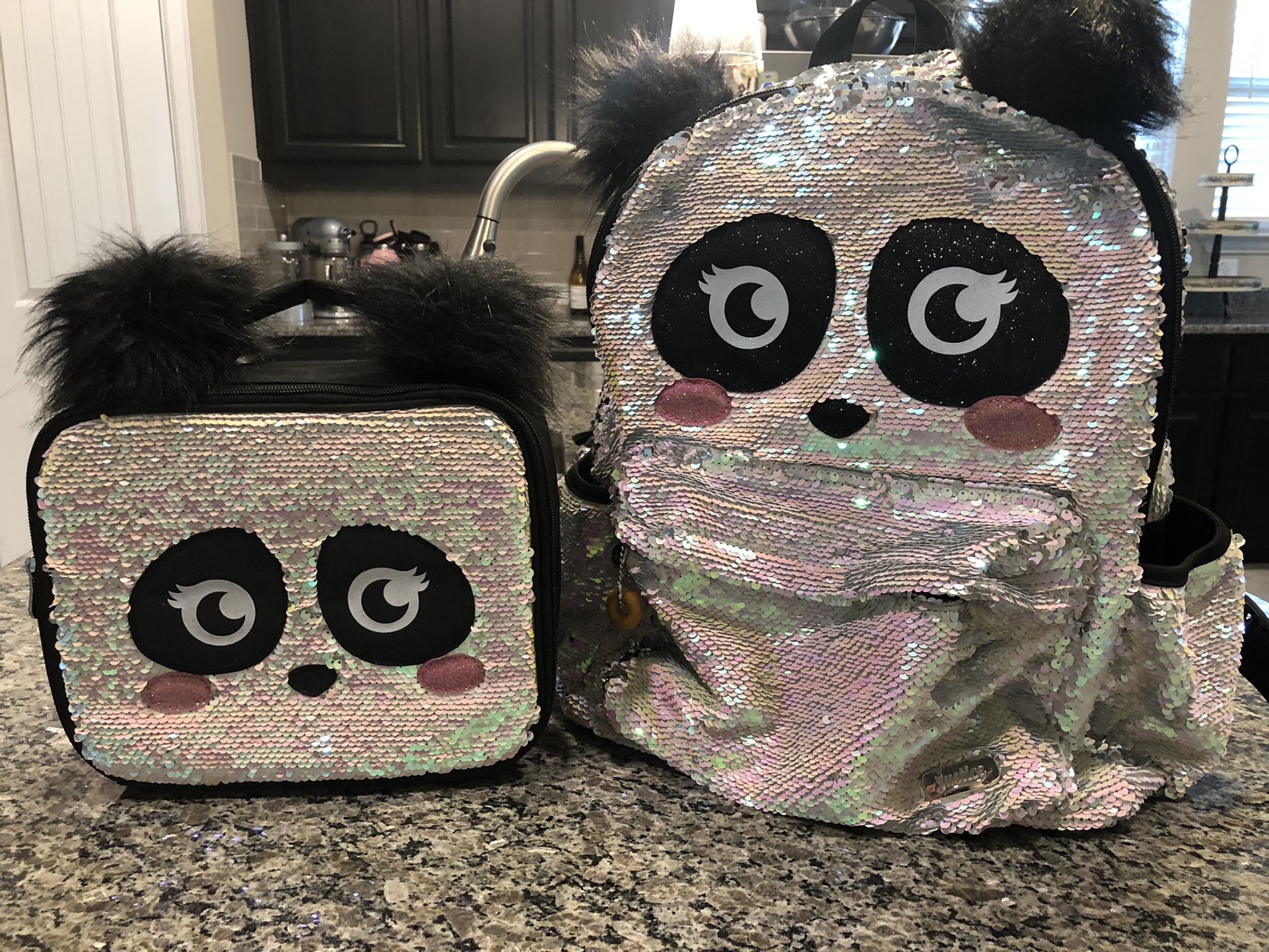 Justice Sequin Panda Backpack And Lunchbox Set