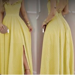 Woman, Long, Open Back Maxi Dress