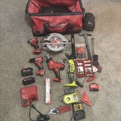 Urgente !🔥 Set completo de herramientas Milwaukee + Ryobi – Todo funciona, listo para trabajar 🔧 M