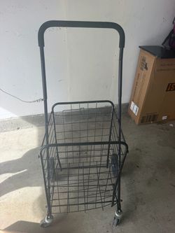 Folding Metal Utility Shopping Cart with Wheels – Black