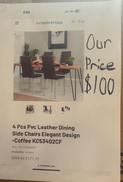 4 PCS LEATHER DINING SIDE CHAIRS ELEGANT