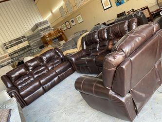 Leather sofas set 3 pieces