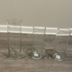 Set Of 3- Glass Vases