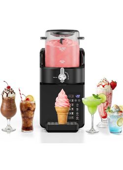 2-in-1 Slushie Machine & Soft Serve Ice Cream Maker with 6 Presets 15-Min Fast Slush Rapid Chill, No Ice Needed, 12H Timer, Frozen Drink Maker for Mil