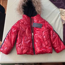 Tommy Hilfiger Baby Girls High-Shine Chevron Logo Puffer Jacket -18 months 