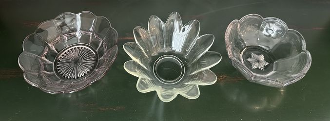 Bundle Of Vintage Clear Glass Bowls Lot(3)  