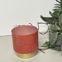 Red textured glass candle holder