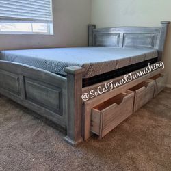 Full Bed With Drawers And Memory Foam Mattress 