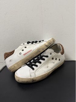 Golden Goose Superstar Archive Womens Size 36 White Leather Leopard Back Print