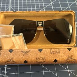  MCM 135S 740 Shiny Gold Sunglasses with Blue Lenses & MCM Case