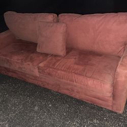 Red Cloth/Suede Couch
