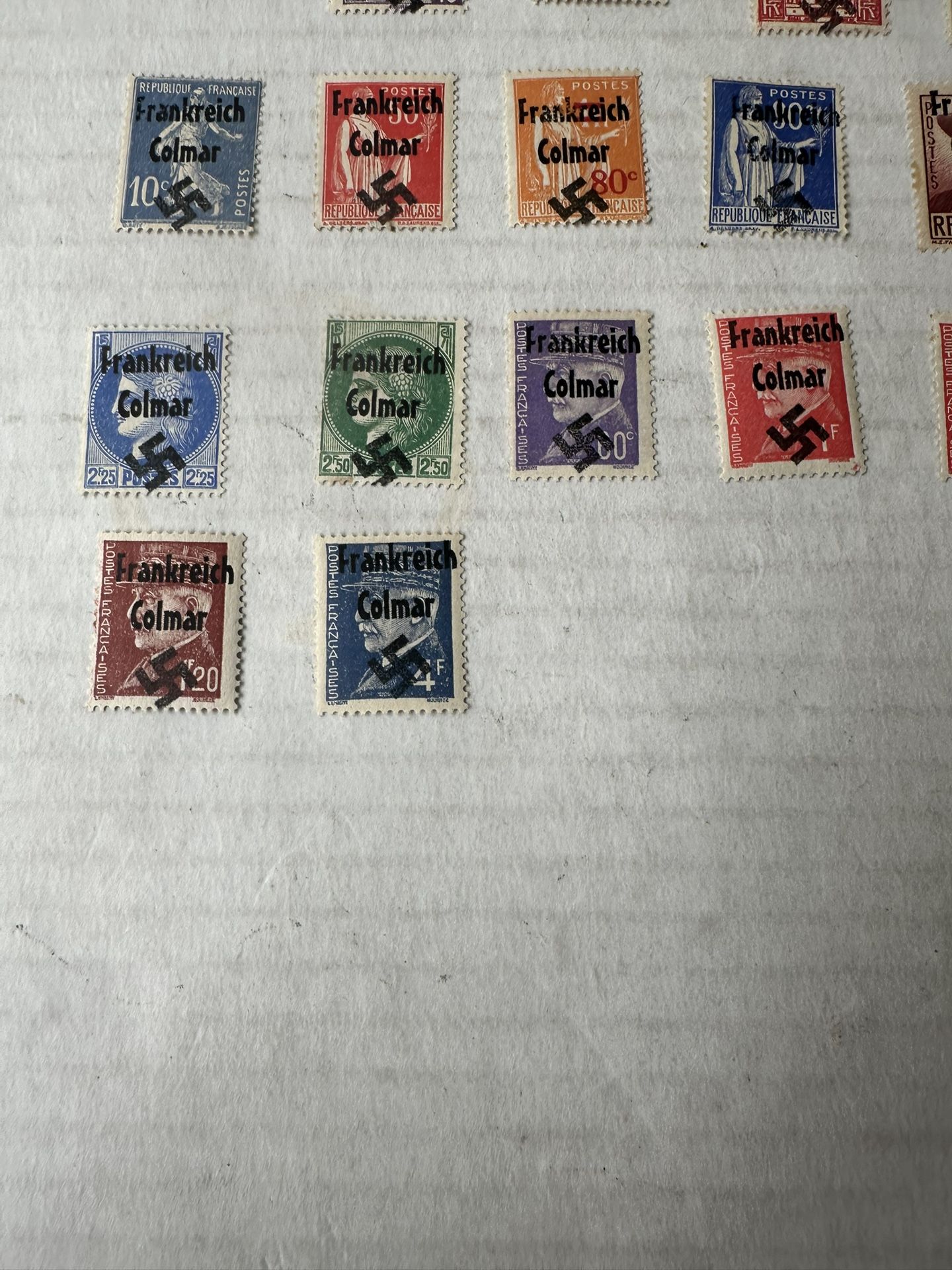 German France Overprint Collection Of 32 Colmar Stamps Unused