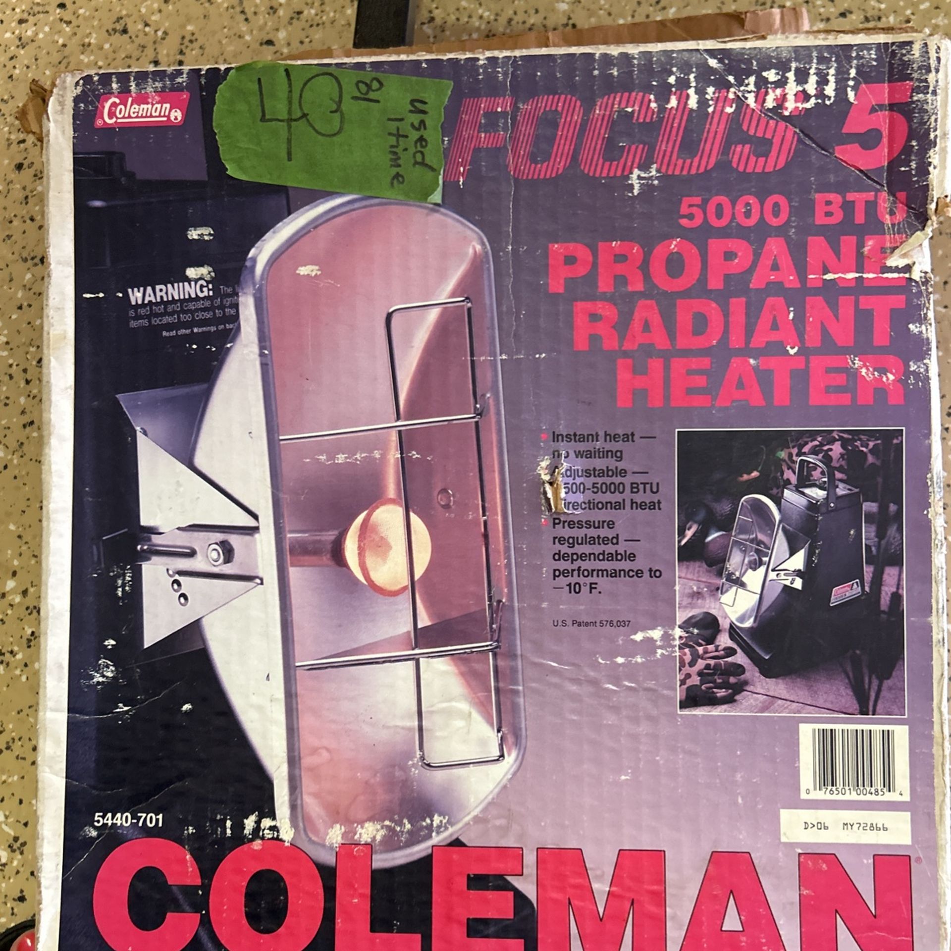 Coleman Focus 5 Heater Colman Propane Heater