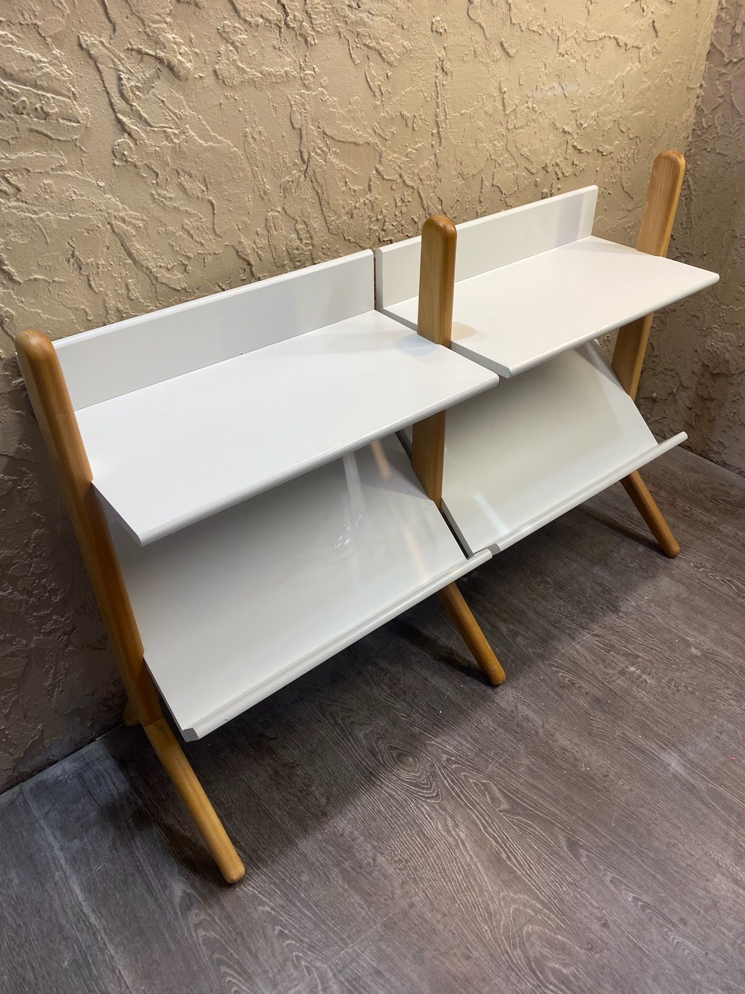 CRATE & BARREL - Decorative Danish White & Natural Wide Storage Shelf - See My Items 😀