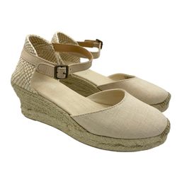 Soludos espadrille wedge tan/cream sandals women’s Size 6.5