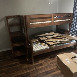 Apple Wood Children’s Bunk Bed With Built In Drawers 