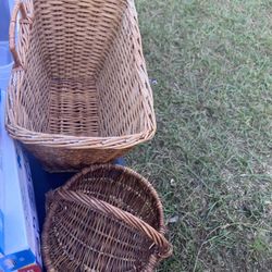 Antique basket and antique mail and fork set