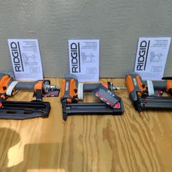 Ridgid Nailers Set. 16G Finish,  18G Brad. 18G Stapler