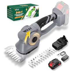 2-in-1 600W Cordless Hedge Trimmer, 21V Battery Operated Trimmer for Bush & Grass, Lightweight Garden Trimmer for Home Use