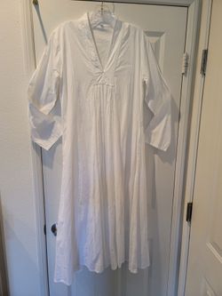 Women's 100% Cotton Lined White Maxi Dress