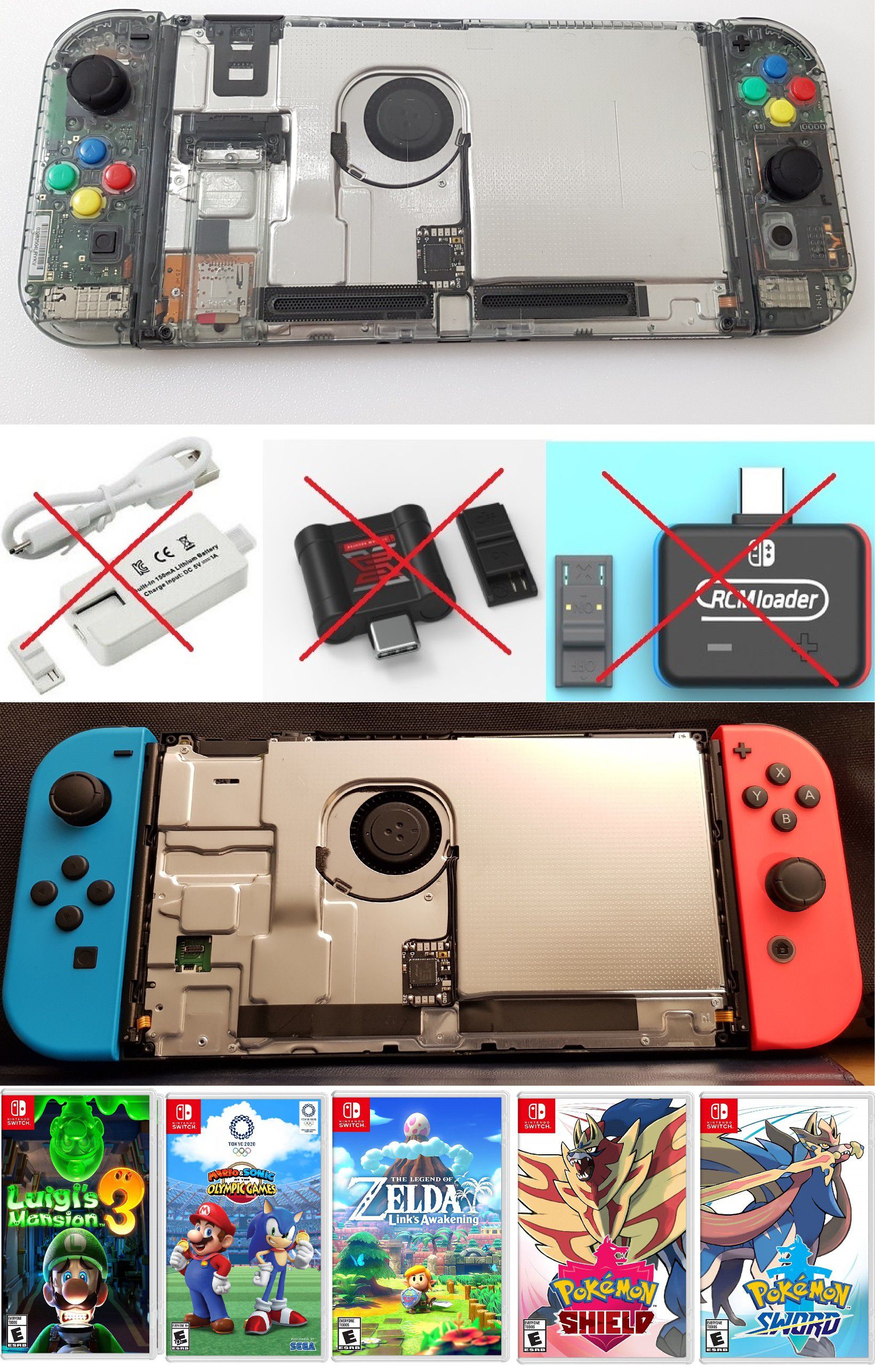 Nintendo Switch Mods and Games - Mod-Chip installation, Dual System safe online, Retro games, TX sxos license included, 512gb Samsung Evo plus $60