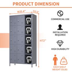 New Metal Locker Storage Lockers for Employee, Locker with Shelves and Hooks Steel Sports Locker for Office School Office Gym Home Garage  New in box 