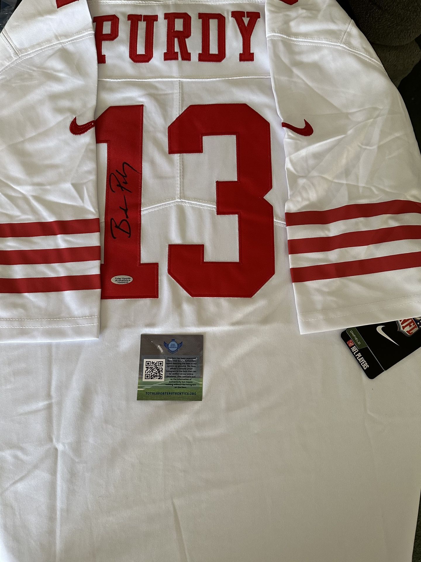 BROCK PURDY SIGNED SAN FRANCISCO 49ERS AUTOGRAPHED NIKE JERSEY w/COA - XL - 608
