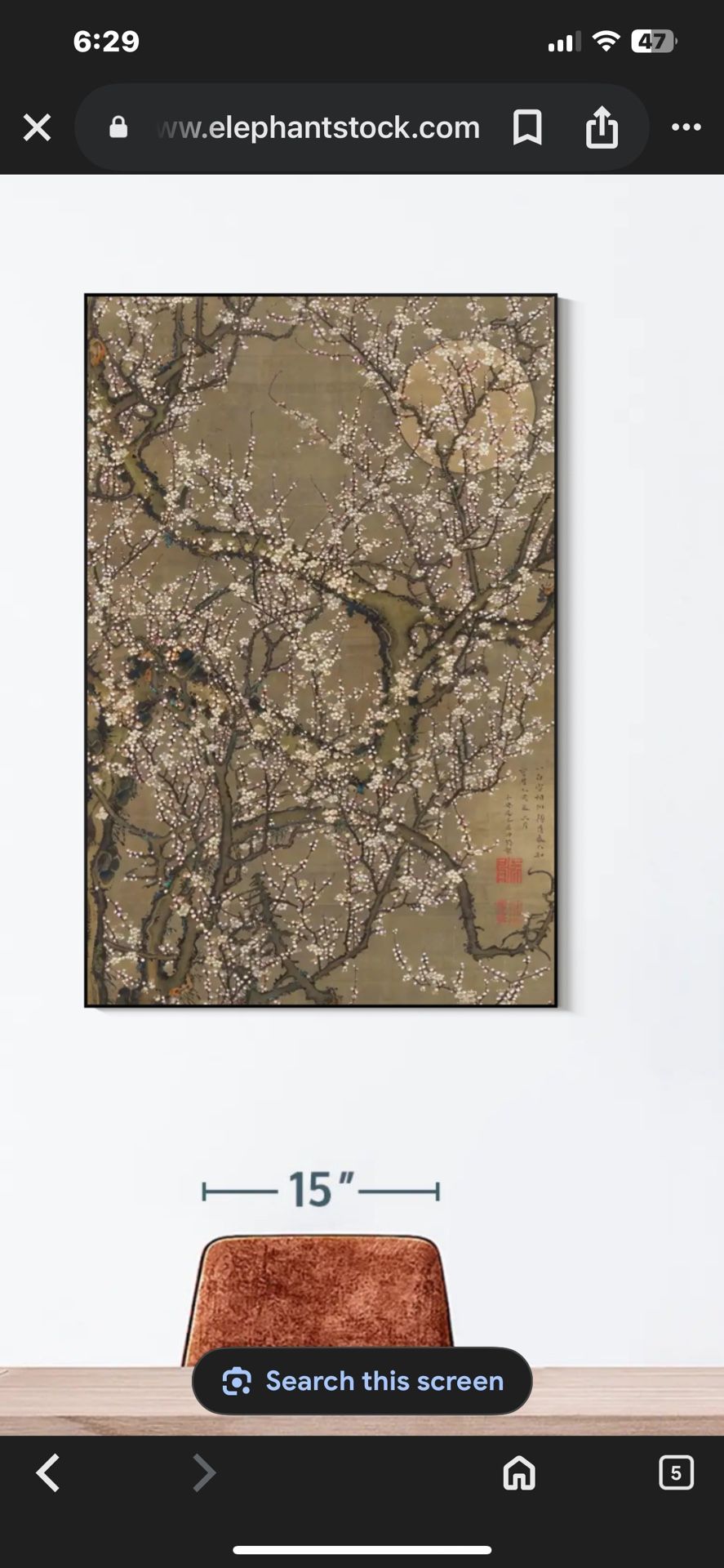 Framed White Plum Blossoms And Moon Large Wall Art By Ito Jakuchu 